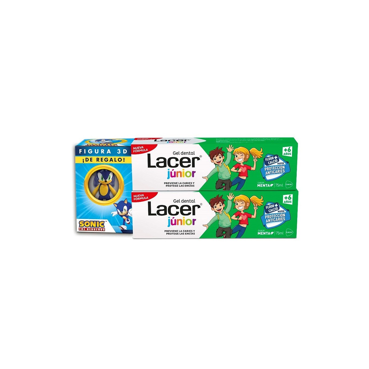 Lacer duplo gel dental junior menta + figura sonic 75ml