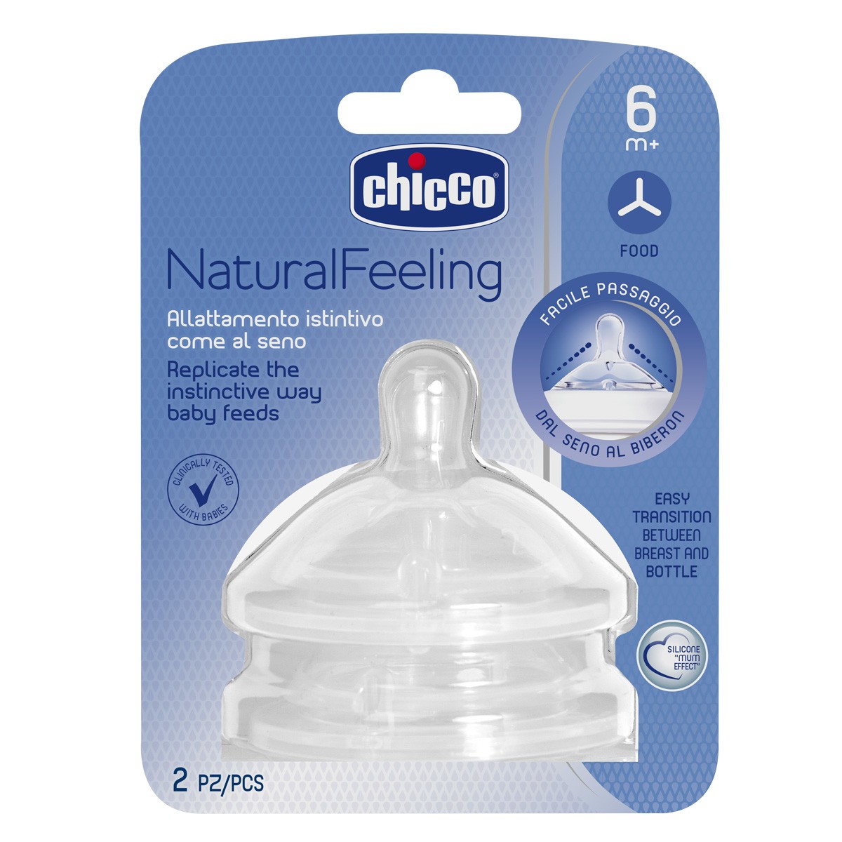 Chicco Tetina natural feeling flujo papilla +6 meses 2uds