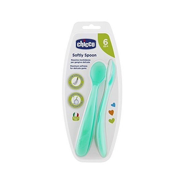 Chicco cuchara silicona azul 6m+ 2und