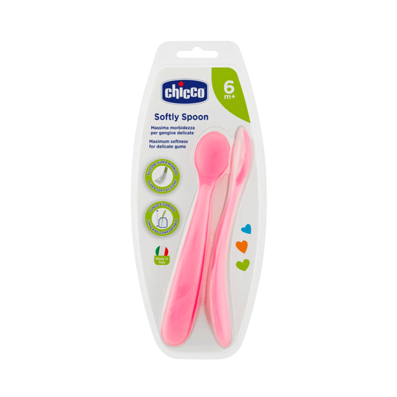  Chicco cuchara silicona rosa 6m+ 2und