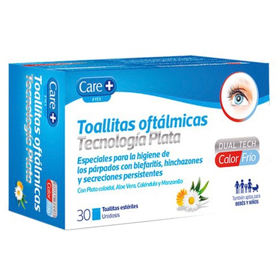 Care+ toallitas oftalmicas plata 30uds