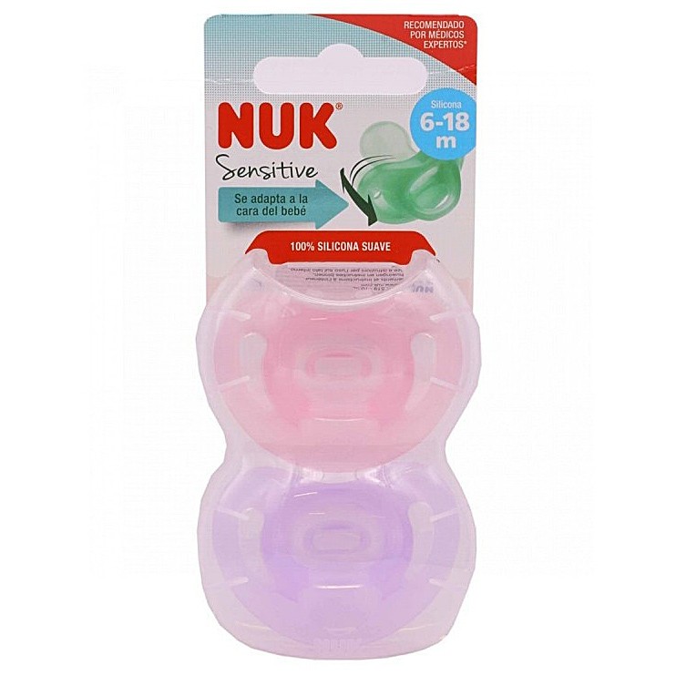 Nuk chupete sensitive de silicona 6-18 meses 2u