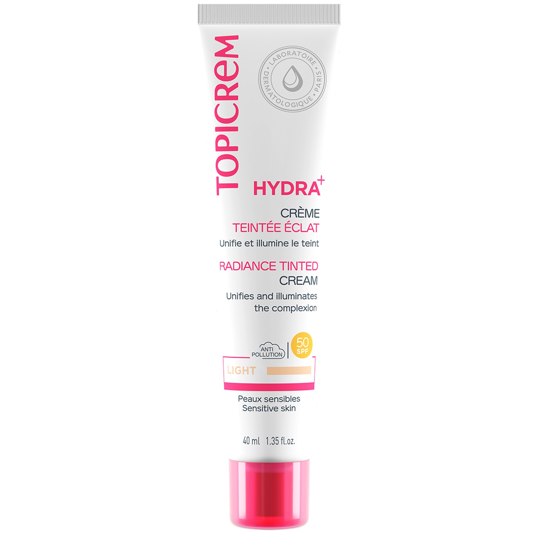 Topicrem Crema hidratante iluminadora con color claro Hydra+ 40ml