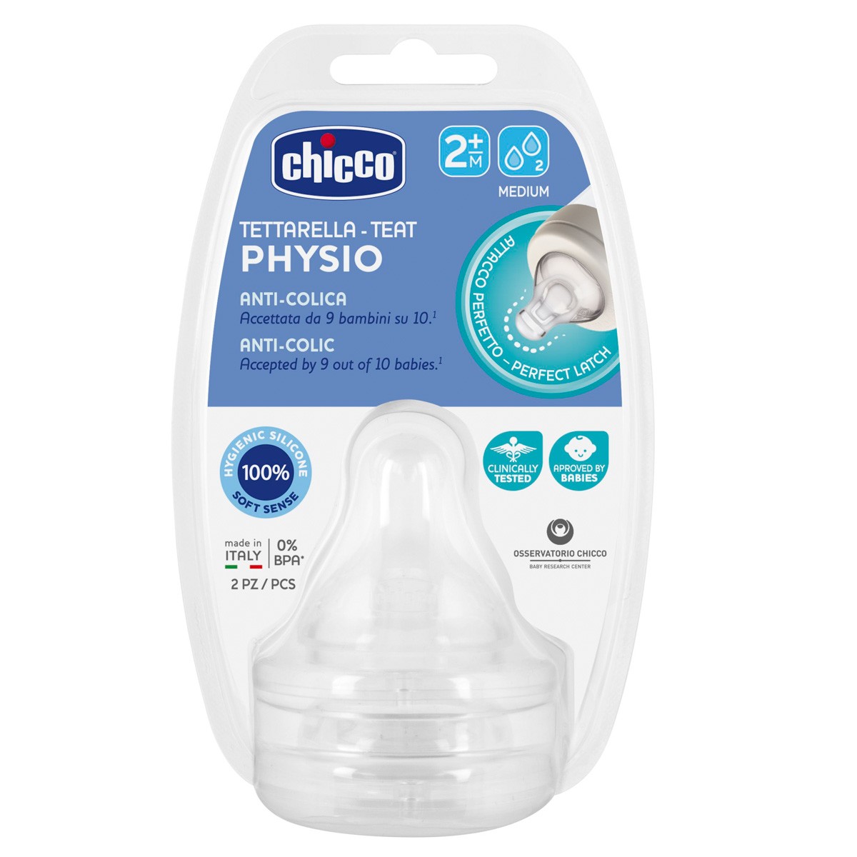 Chicco Tetina Physio silicona f/medio 2m+ 2und